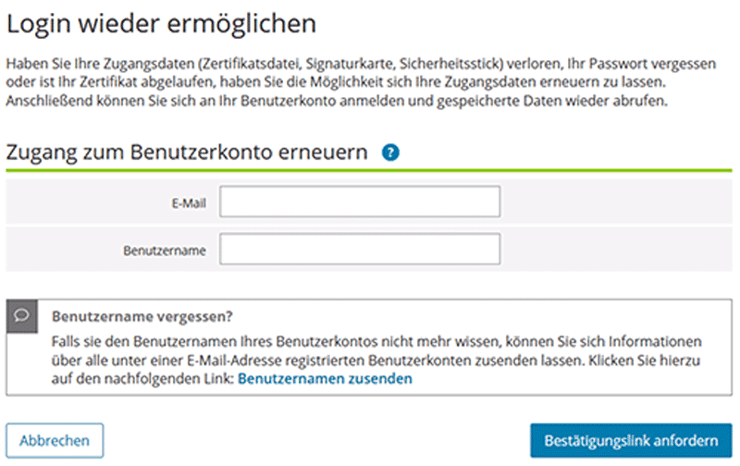 Elster Portal Login vergessen